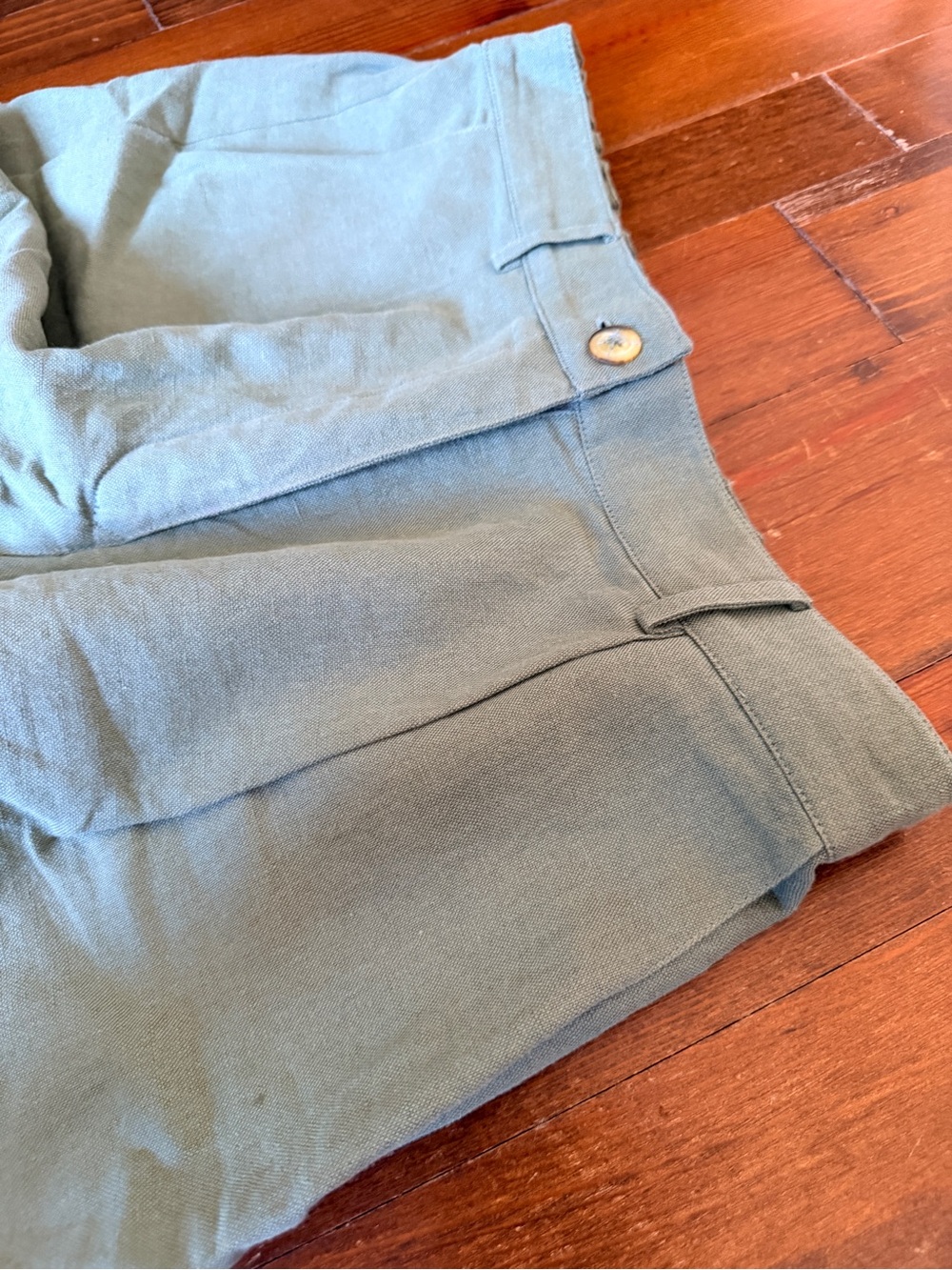 ABLE Esme Linen / Cotton High Waist Shorts - Green - Size 6 - Picture 10 of 12